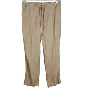 Cynthia Rowley Pants Linen 10 Taupe Beige Straight